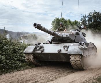 Tank on a dirt road